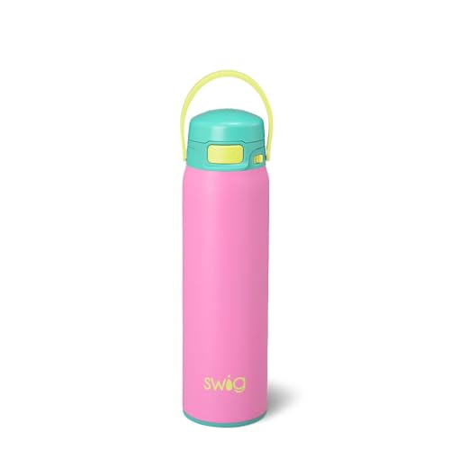 Swig Life 22oz Leak Proof EZ Fill Insulated Water Bottle, Leak Proof Reusable Water Bottle with Lid, Straw & Lock, Leakproof Stainless Steel Bottles, 22 oz Tumbler (Fruit Punch)