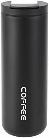 Hikaru Insulated Coffee Mug Stainless Steel Travel Hot with Leak Proof Lid Cup Keep Warm or Cold for Tea 18.5oz/550ml (Black)