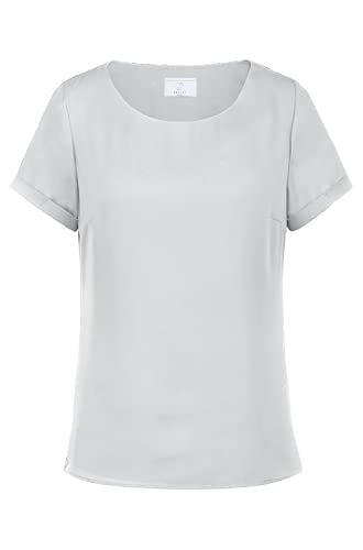 GREIFF Corporate Wear Shirts Damen Chiffon Bluse Kurzarm Regular Fit Silbergrau Modell 6577 1446 Größe 32