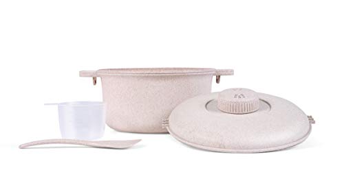 Handy Gourmet Eco Friendly Microwave Pressure Cooker - Easy Microwave Cooking - Easy & Fast Microwave Cookware for Rice, Chicken, Pasta, and More - Non-Toxic & Bio-degradable Material (Beige)