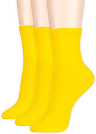 Dani's Choice Basic Solid Quarter Socks for Soft Comfort (Onesize, Yellow 3 Pairs)