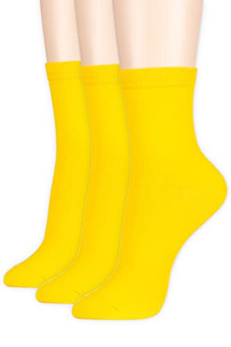Dani's Choice Basic Solid Casual Quarter Socks for Soft Comfort (Onesize, Yellow 3 Pairs)