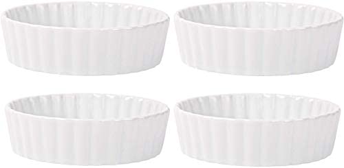 Palais Dinnerware Ramekins Collection Porzellan-Soufle-Schalen (12,7 cm rund x 7 cm, Rüschen-Mini-Bäcker, 4 Stück, Weiß) Cover