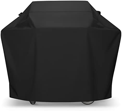 SunPatio Grill Cover 50 Inch, Outdoor Heavy Duty Waterproof Barbecue Gas Grill Cover, UV & Fade Resistant, All Weather Protection Compatible for Weber CharBroil Kenmore Nexgrill Grills and More, Black