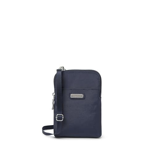 Baggallini Women's Take Two Bryant Crossbody-Small Travel Bag with RFID Blocking Sleeves-Water-Resistant Lightweight Mini Purse, French Navy, One Size by Baggallini - Used condition - CA$23.95