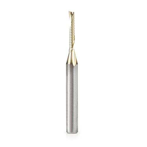 Amana Tool 51486-Z Sc Spiral O Single Flute Zrn Coated Aluminum Cutting 1/8 D X 3/4 Ch X 1/4 Shk X 2-1/2 Inch Long Up-Cut Router Bit With Mirror Finish #TOP22