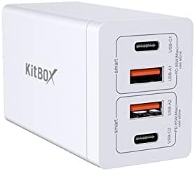 65W USB C Charger GaN Tech Smart 4 Port USB Charger Fast Charging Station with 2-Port USB-C PD Charger Port and Quick Charge 3.0 Ports,65 Watt Charger for iPhone,iPad,and more