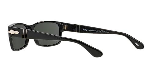 Persol Po2803S Rectangular Sunglasses, Black/Green Polarized, 58 Mm #TOP4