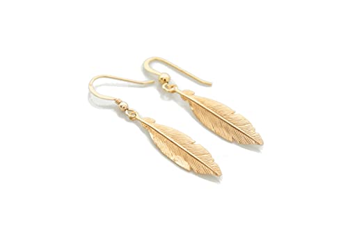 Image of Gold feather statement drop earrings