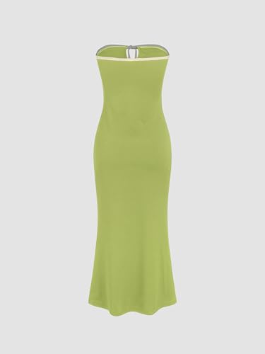 Image of CIDER Strapless Tude Bodycon Midi Dress Ruched Tie Knotted Cocktail Party Summer Dresses