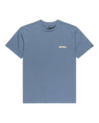 T-Shirt Quiksilver Evo Border Lines Bleu avec Motifs Graphiques Homme Taille M