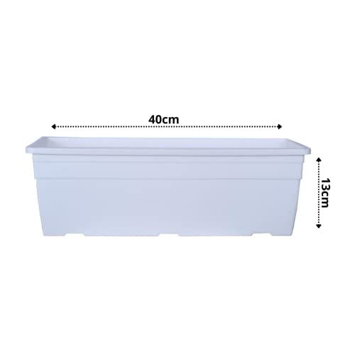 Hug A Plant | Reca 40cm Rectangle Window Planter | Pot for Home & Garden (40CM | 15.7INCH, Pack of 4, Ivory)