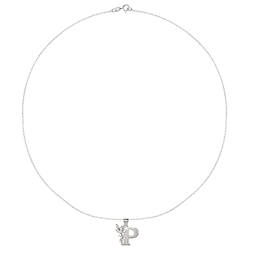 Disney "Tinkerbell" P Initial Silver Pendant Necklace #TOP2
