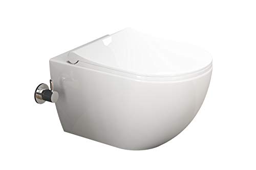 Aqua Bagno | Taharet WC mit Softclose Sitz, Dusch-WC mit Bidet Funktion, Hänge-WC aus Keramik, spülrandlos | 51 cm lang – Bild 3
