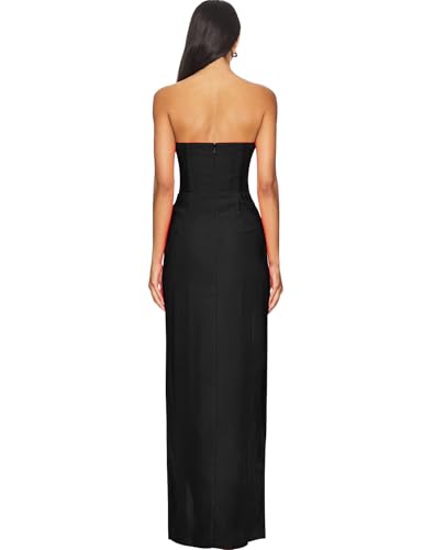 SHESEEWORLD Women's Sexy Strapless High Slit Backless Maxi Dress Elegant Bodycon Cocktail Evening Long Dress4