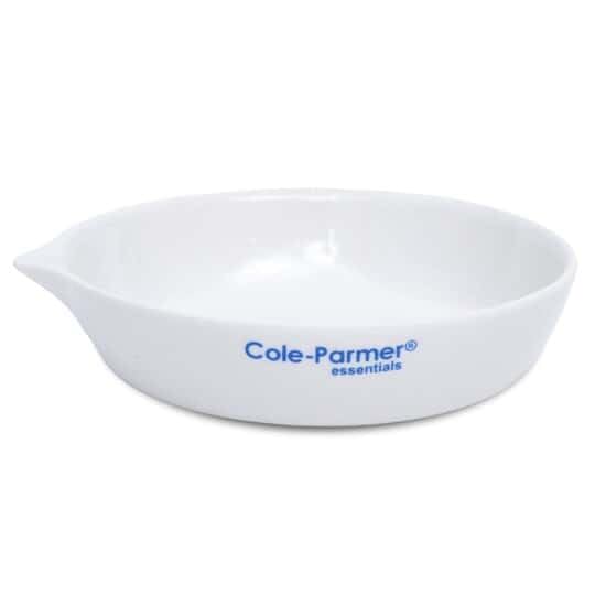 Cole-Parmer Evaporating Dish, Porcelain, Flat Form, 50 mL, 6/pk
