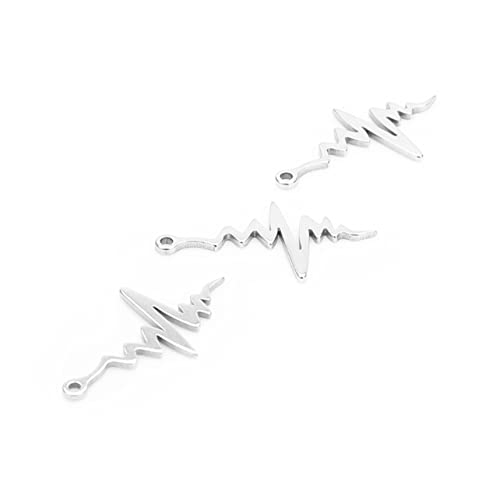 COHEALI 1 Paquete De 20 Piezas Encantos De Electrocardiograma Joyería Del Latido Del Corazón Pulsera De Latidos Del Corazón Collar Haciendo Colgante Joyas Acero Inoxidable