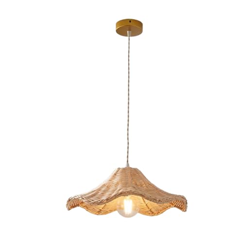 Lustre bohème pour salon et cuisine en rotin tressé naturel