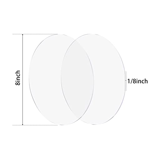 Image of 2 Pieces 1 /8 inch Round Plexiglass Sheet, 8 Inch Diameter Clear Acrylic Circle, Round Cake Disk Acrylic Sheet, Plexiglass Table Top, Acrylic Backdrop