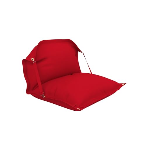 Covers & All Indoor/Outdoor Sunbrella Fabric Flat Bean Bag Seat with Adjustable Belt & Grommets, Weatherproof, UV & Stain Resistant Bean Bag Lounger for Garden, Poolside Relaxation (Canvas Jockey Red)