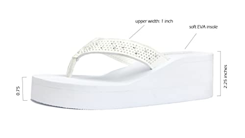 Image of REDVOLUTION New Women's Rhinestone Sandals Platform T-Strap Jewel Sandals High Wedge Flip Flops