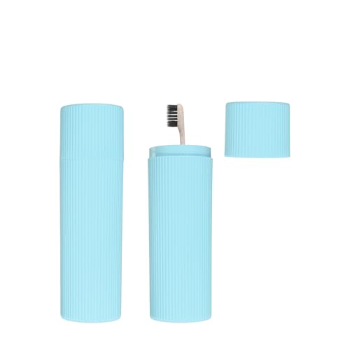 sourcing map 2 custodie da viaggio per spazzolino da denti, 20 x 6 x 6 cm, portatile, con strisce, contenitore in plastica per dentifricio, per bagno, palestra, viaggi d'affari, campeggio, blu