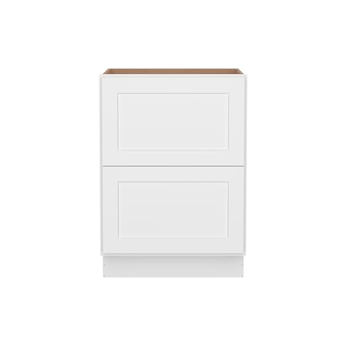 Image of Furinno Shaker Drawer Base Kitchen Cabinet with 2-Drawers, Ready to Assemble, 24 D x 24 W x 34.5 H, White
