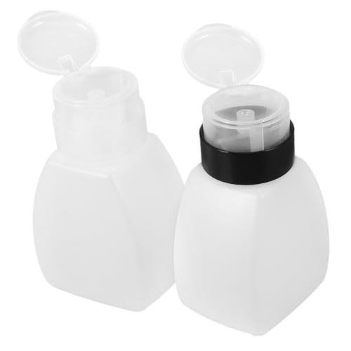 VILLFUL 2 piezas Botellas de Bomba para Removedor Esmalte Uñas Dispensadores Líquidos Portátiles Diseño Presionador Transparente y Negro Reutilizables Olor Cuidado Manicura Práctico