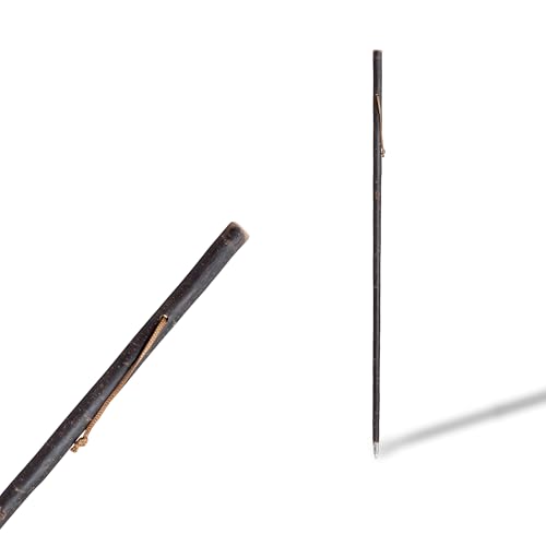 Wandelstok voor wandelingen in de bergen, natuurlijk hout, kastanjehout met leer, 125 cm, maat L (531), wandelen