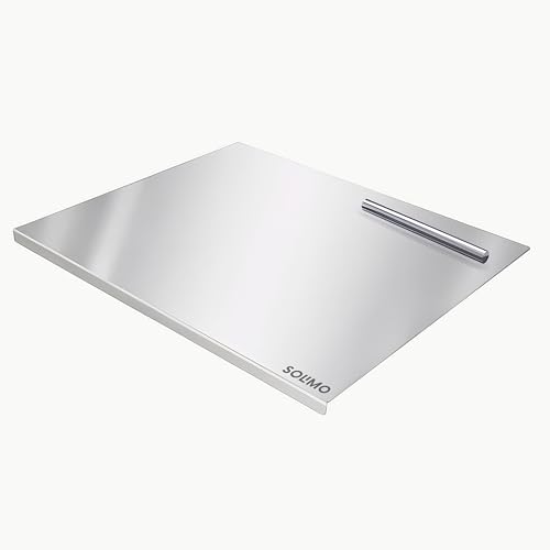 Image of Amazon Brand - Solimo Countertop Chopping, Slicing, Kneading Board | Stainless Steel | Round Edge | for Vegetables, Fruits (L)