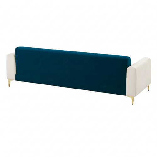 Image of Opera 3 Seater Fabric Sofa Set | Soft Velvet Upholstery, Sturdy Wooden Frame | Modern Sofa for Living Room, Hall & Office Spaces (Green Teal-Cream)