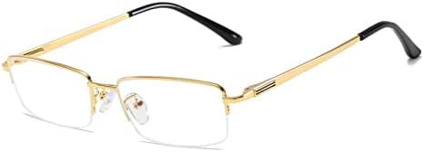 Half Rimless Metal Eyewear Frames Blue Light Blocking Transparent Lens Business Glasses