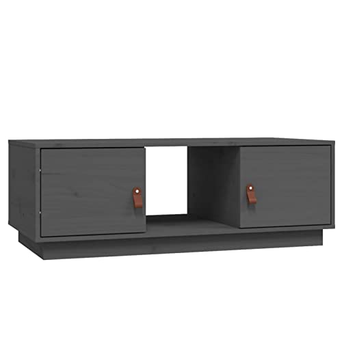 Table basse noire 100 x 50 x 35 cm en pin massif table d'appoint - 2
