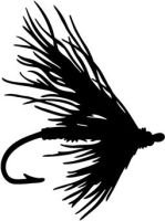 Fishing Fly, Vinyl Car Decal, White', 5-by-5 inches'