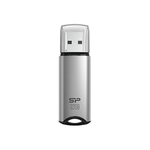 Image of SP Silicon Power 32GB USB 3.2 Flash Drive, Pen Drive, Aluminum Casing, Built-in Strap Hole, Detachable Cap (Marvel M02, Silver)