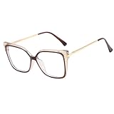 Shiratori Blue Light Blocking Glasses Rectangle Chic Preppy Look MultiColor Frame for Women,Clear Glasses, Nerdy Glasses，Anti Eyestrain & UV Protection Computer Eyeglasses Brown