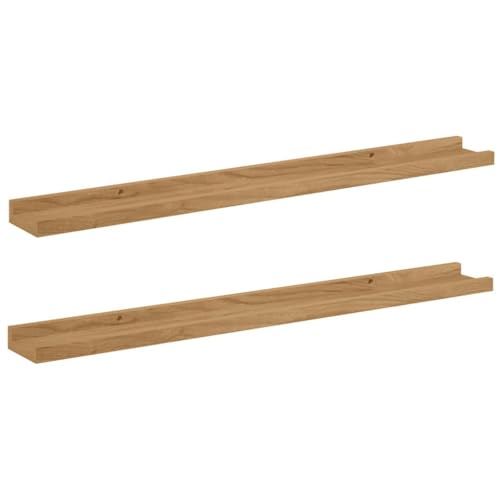 Étagères murales flottantes en bois composite marron 80cm lot de 2 - 3