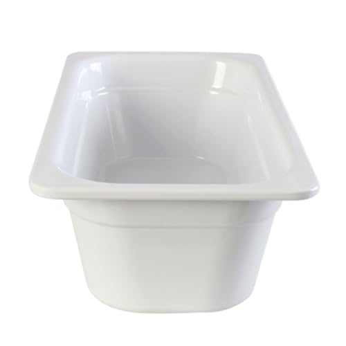 FSE GN1134W Food Pan, 1/3 GN, 4" deep, Stackable, Anti-Jamming, for Cold & hot Foods, Melamine, White, BPA Free, NSF