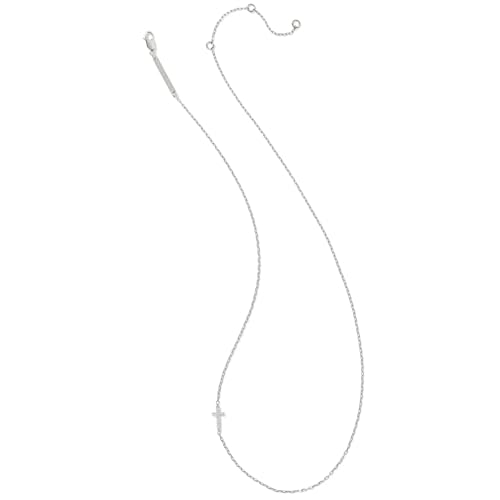 Kendra Scott Cross Inline Pave Necklace, Sterling Silver, White Topaz2