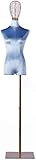 Schneiderpuppe Weiblich verstellbar Kleidung Display Clothing Store Damenmodell Props, Halblangen Brautkleid Anzeige schneiderbüste ständer (Color : Blue)