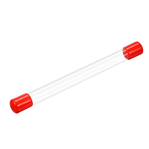Image of PATIKIL Clear Rigid Tube Round Plastic Tubing with Red Rubber Caps Polycarbonate Water Pipe, 305mm / 12 Inch Length, 15mmx16mm /0.6 inchx0.63 inch, 1 Set