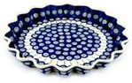 Polmedia Polish Pottery Fluted Pie Dish - Traditional Peacock Pattern Handmade in Boleslawiec Poland + Certificate of Authenticity