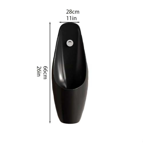 Urinal para hombres de pared, sin agua, acabado mate negro, con sensor o descarga manual para baño o garaje (manual, 66 cm / 26 pulgadas) miniatura 2