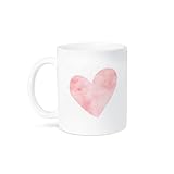 3dRose Pretty Blush Pink Watercolor Heart Mug, 11 oz