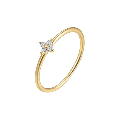 Image of ANAZOZ Womens Wedding Ring Band Flower with Moissanite, Wedding Bands Yellow Gold 9 ct Women, Gold, Size O 1/2