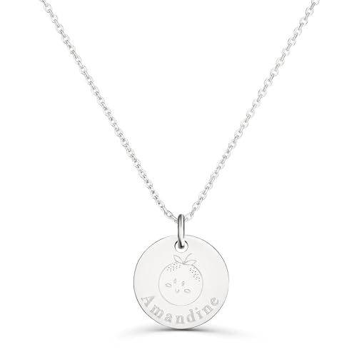 Collier enfant dessin clémentine argent, idée cadeau Noël et baptême