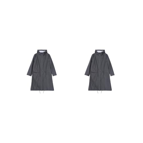 Siepificius Chubasquero largo y elegante para hombre, chaqueta impermeable con capucha, traje de lluvia, senderismo, mochilero, camping, ciclismo, color caqui profundo, talla L, Juego de 2 (negro L),