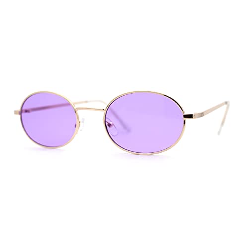 Hippie Dad Shade Color Lens Round Oval Metal Rim Sunglasses