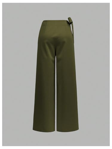 MakeMeChic Women's Wrap Tie Side Pants Ruched Straight Leg Summer Elegant Trousers3