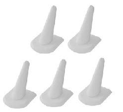 RJ Displays 5 Piece Pack-White Faux Leather Ring Finger Jewelry Holder Showcase Display Stands to Display Rings Wedding Rings (5)